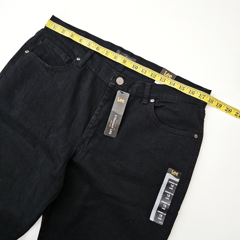 Lee Women’s Relaxed Fit Straight Leg Jeans Black Onyx Size 16 Long Mid Rise NWT - Picture 10 of 14
